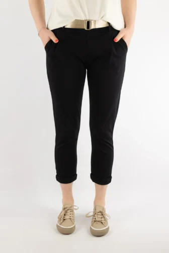Spodnie damskie punto z paskiem czarne
