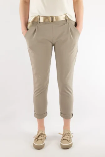 Spodnie damskie punto z paskiem fango