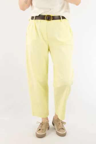 Spodnie bawełniane balloon z paskiem żółte