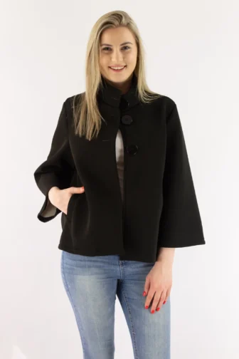 Krótki płaszcz ze stójką czarny