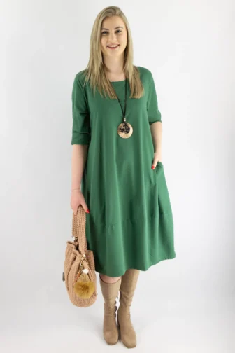 Bawełniana sukienka bombka  zielona