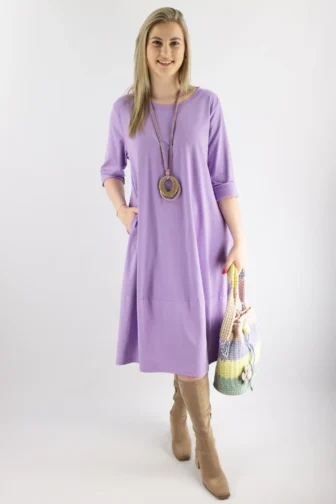 Bawełniana sukienka bombka wrzosowa