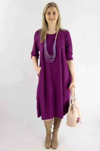 Bawełniana sukienka bombka śliwka